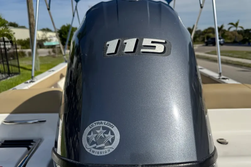 Slide: The Image of 2017 Key West 189 FS boat engine with 115 horsepower and ultra-low emission label. - 13