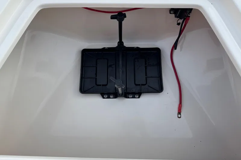 Slide: The Image of 2017 Key West 189 FS boat deck with storage compartment and railings. - 41