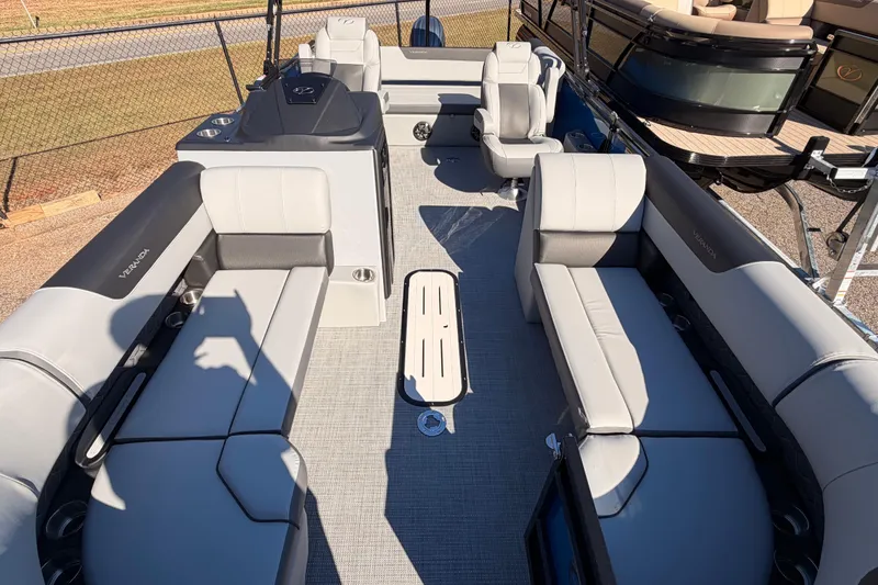 Slide: The Image of 2026 Veranda VR 235 VL pontoon boat with spacious seating and modern design. - 5