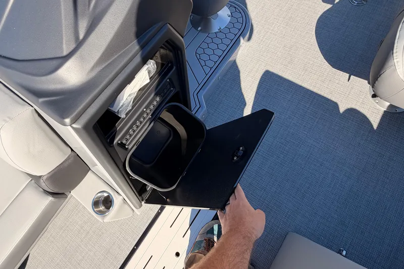 Slide: The Image of 2026 Veranda VR 235 VL boat interior with open storage compartment. - 7