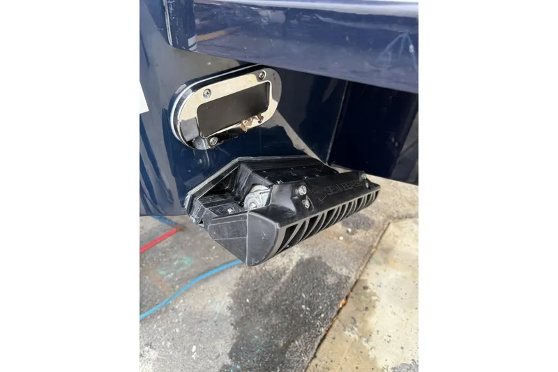 Slide: The Image of 2026 Regulator 25 boat transom with mounted underwater equipment. - 5