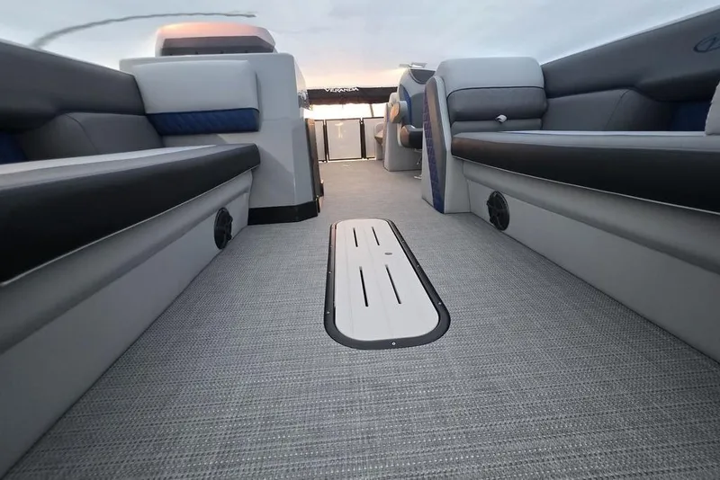 Slide: The Image of 2026 Veranda Vista 22RC interior with sleek seating and modern flooring design. - 10