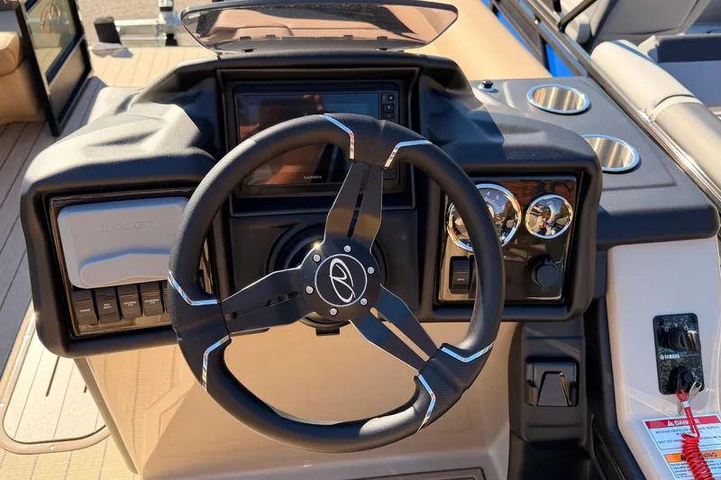 Slide: The Image of Steering console of 2026 Veranda VR 235 L boat with modern controls and gauges. - 12