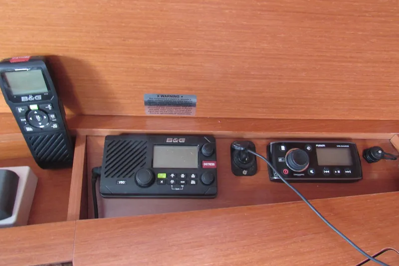 Slide: The Image of Control panel on 2017 Beneteau Oceanis 41.1 yacht with B&G and Fusion equipment. - 23