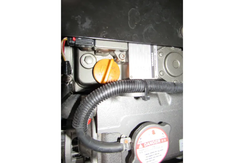 Slide: The Image of Engine compartment of 2017 Beneteau Oceanis 41.1 sailboat, featuring Yanmar components. - 45