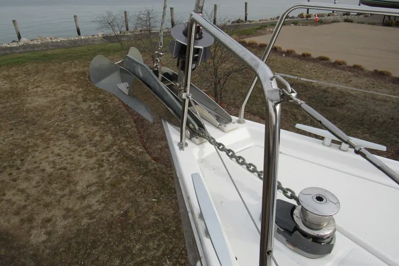 Slide: The Image of Bow of 2017 Beneteau Oceanis 41.1 sailboat with anchor and winch system. - 52