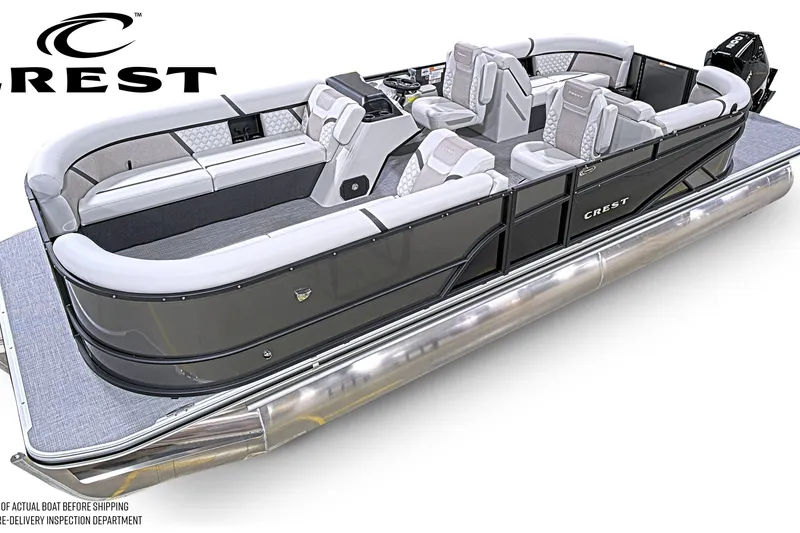 The Image of 2026 Crest Conquest 250 SLC pontoon boat with luxurious seating and sleek design. - 0