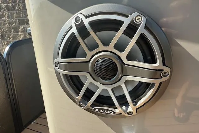 Slide: The Image of Speaker on 2019 Premier 260 Grand Entertainer boat, featuring JL Audio design. - 19