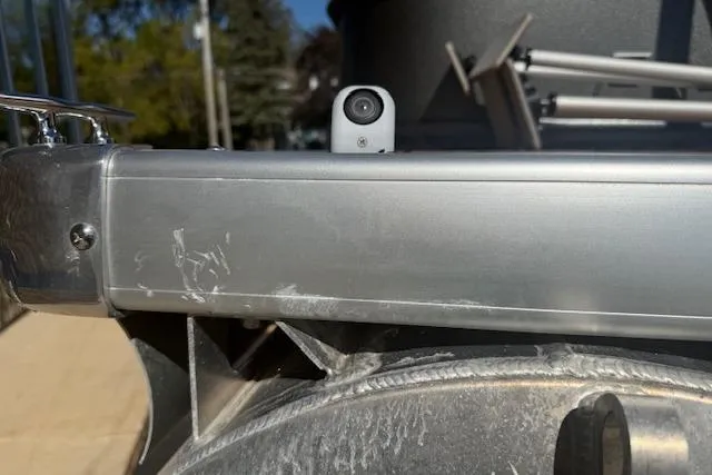 Slide: The Image of 2019 Premier 260 Grand Entertainer boat detail with camera and metal finish. - 32