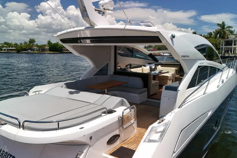 Slide: The Image of Luxurious 2017 Sunseeker Predator 57 yacht with spacious deck and elegant interior. - 53