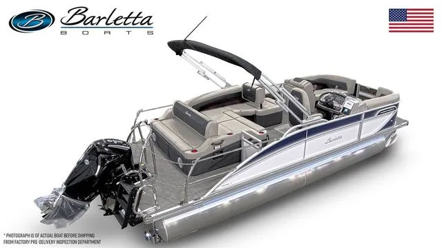 Slide: The Image of 2026 Barletta Boats Cabrio 22U pontoon with sleek design and modern features. - 3