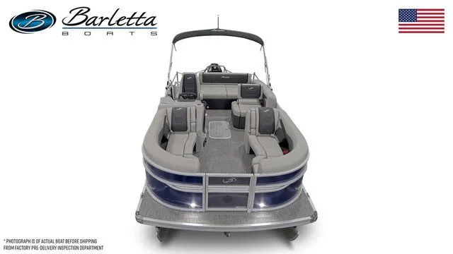 Slide: The Image of 2026 Barletta Boats Cabrio 22U pontoon with spacious seating and sleek design. - 4