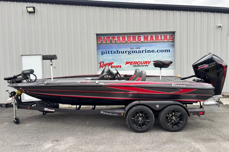 The Image of 2026 Triton 19 TrX Patriot boat on trailer at Pittsburg Marine dealership. - 0