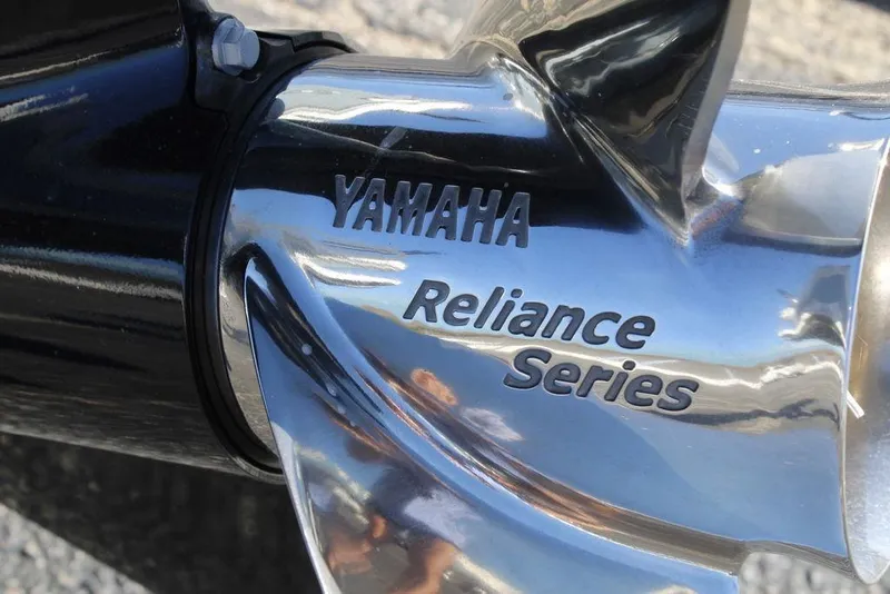 Slide: The Image of Close-up of Yamaha Reliance Series propeller on 2026 Skeeter SX221 boat. - 21