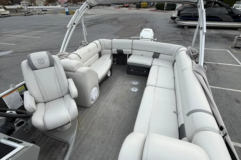 Slide: The Image of 2020 Godfrey AquaPatio 255 UL pontoon boat with spacious seating and modern design. - 11
