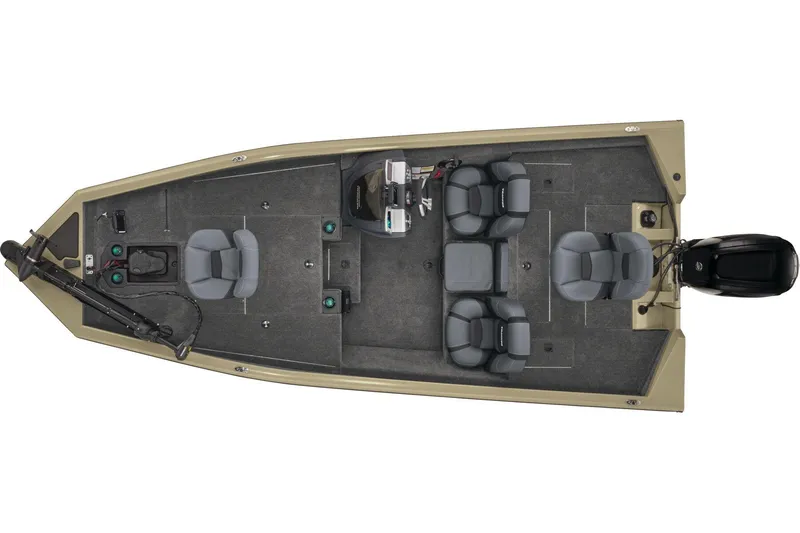 Slide: The Image of Manufacturer Provided Image: 2026 Tracker Pro Team 175 boat, top view, featuring seating and motor layout. - 25