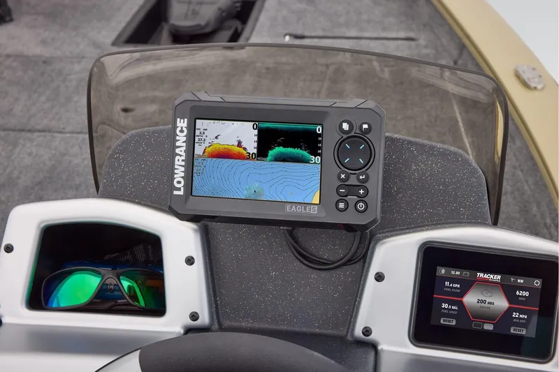 Slide: The Image of Manufacturer Provided Image: Dashboard of 2026 Tracker Pro Team 175 with Lowrance fishfinder and digital display. - 48