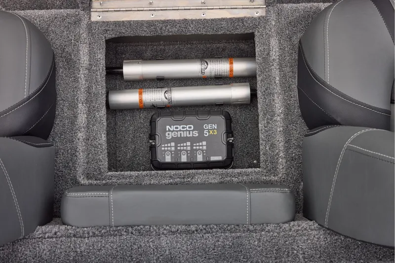 Slide: The Image of Manufacturer Provided Image: Interior of 2026 Tracker Pro Team 175 with NOCO Genius GEN5X3 charger. - 53