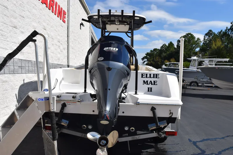 Slide: The Image of 2017 Sportsman Open 232 Center Console boat with outboard motor, named "Ellie Mae II." - 5