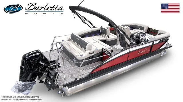 Slide: The Image of 2026 Barletta Cabrio 22U pontoon boat with sleek design and powerful engine. - 4
