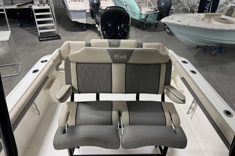 Slide: The Image of 2026 Key West 239 FS boat interior with stylish seating and modern design. - 12
