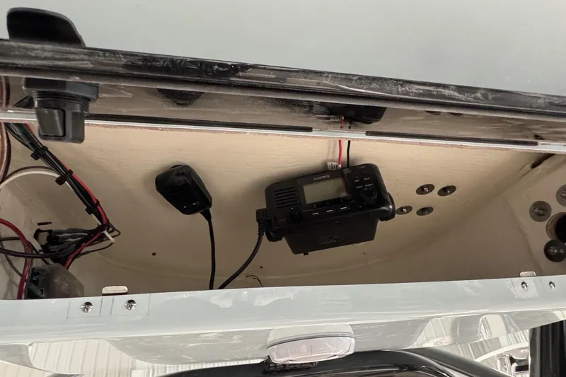 Slide: The Image of Interior view of a 2026 Key West 239 FS boat with electronic equipment. - 15