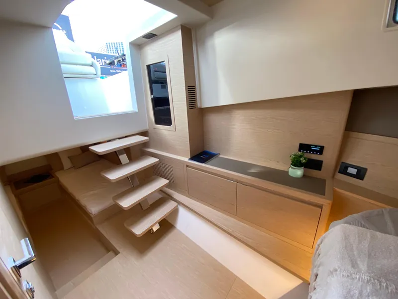 Slide: The Image of Interior of 2024 Solaris Power 40 Open yacht with modern wooden design. - 14