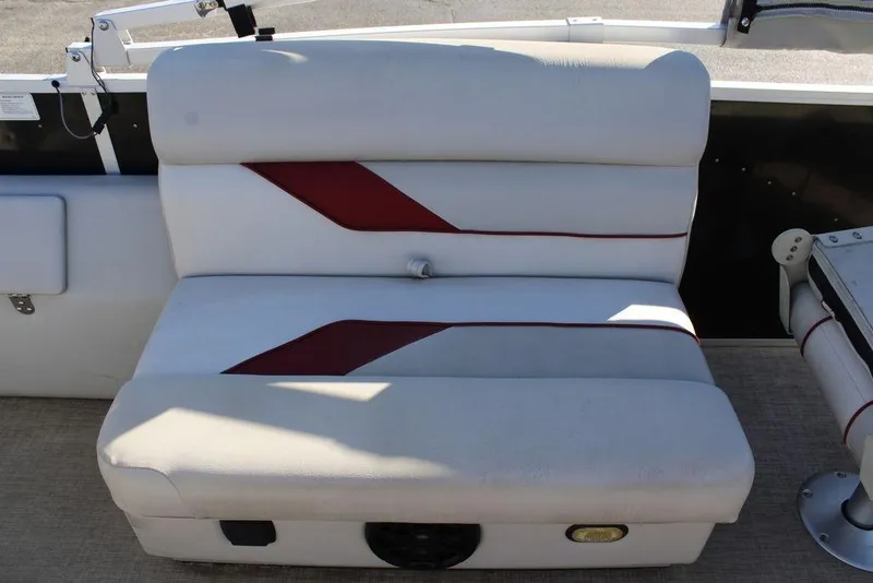 Slide: The Image of White and red cushioned seat on 2021 SunCatcher Select 22C boat. - 20