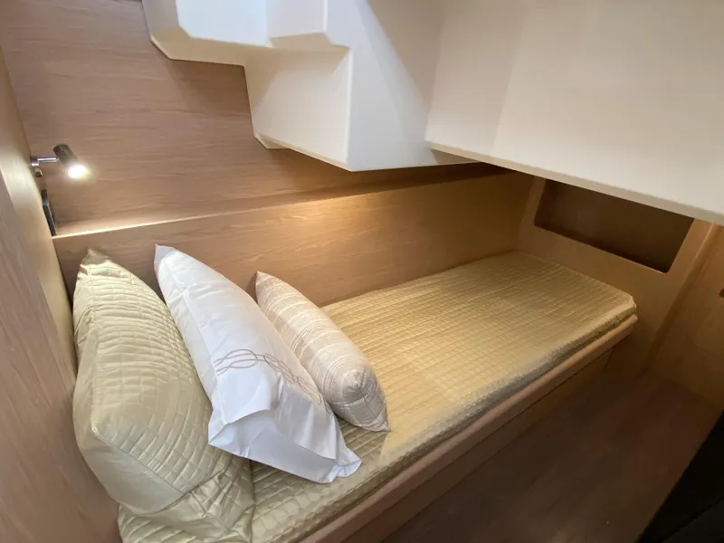Slide: The Image of Cozy cabin bed in 2026 Beneteau 41 Swift Trawler FLY yacht interior. - 39