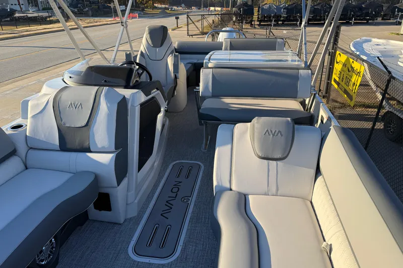 Slide: The Image of 2026 Avalon Catalina Entertainer boat interior with luxurious seating and modern design. - 12