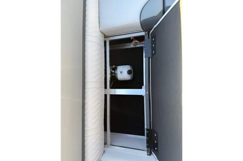 Slide: The Image of Under-seat storage compartment in 2026 Avalon Catalina Entertainer boat. - 31