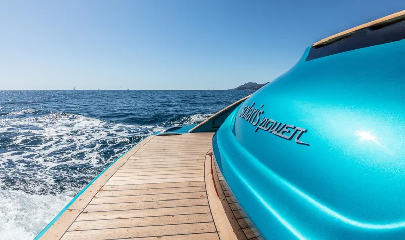 Slide: The Image of 2024 Solaris Power 48 OPEN yacht cruising on the ocean. - 11