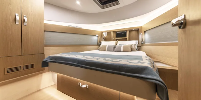 Slide: The Image of Luxurious cabin interior of 2024 Solaris Power 48 OPEN yacht with modern design. - 14