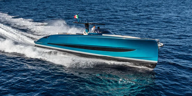 Slide: The Image of 2024 Solaris Power 48 OPEN luxury yacht cruising on the ocean. - 3