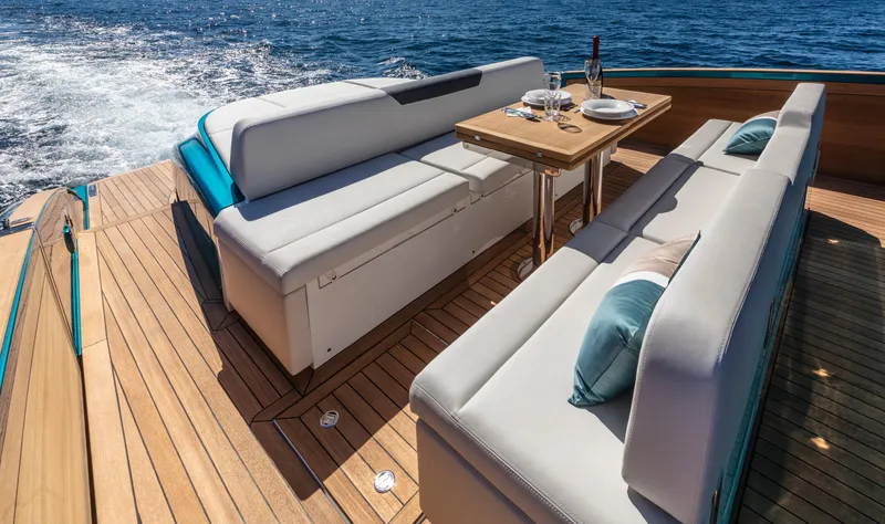 Slide: The Image of Luxurious seating area on the 2024 Solaris Power 48 OPEN yacht. - 6