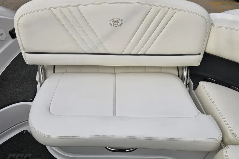 Slide: The Image of White leather seating on a 2007 Cobalt 252 boat, featuring elegant stitching. - 103