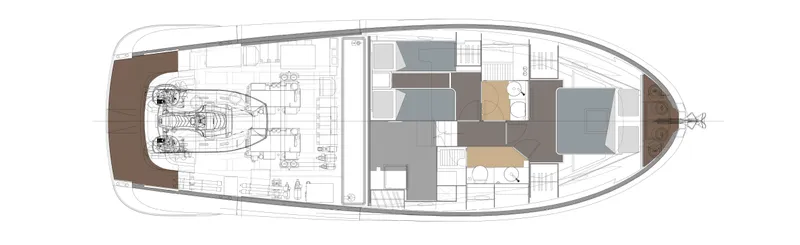 Slide: The Image of Top view layout of 2024 Solaris Power 48 Flybridge yacht. - 17