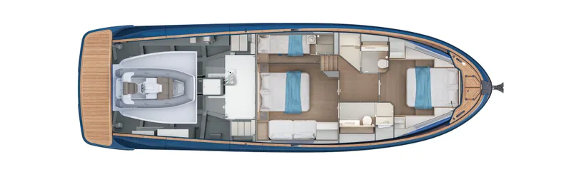 Slide: The Image of Top view of 2024 Solaris Power 52 Open yacht interior layout. - 14