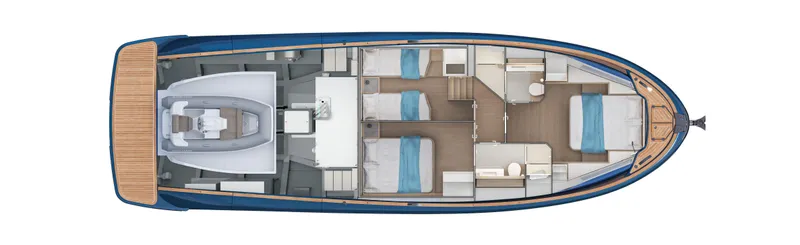 Slide: The Image of Top view layout of 2024 Solaris Power 52 Open yacht interior. - 15