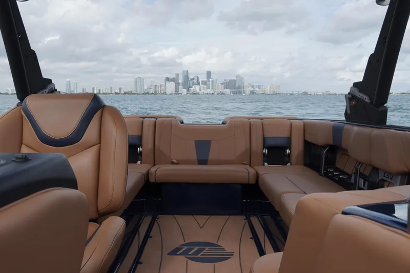 Slide: The Image of 2023 Malibu Wakesetter 23 LSV interior with city skyline view. - 3
