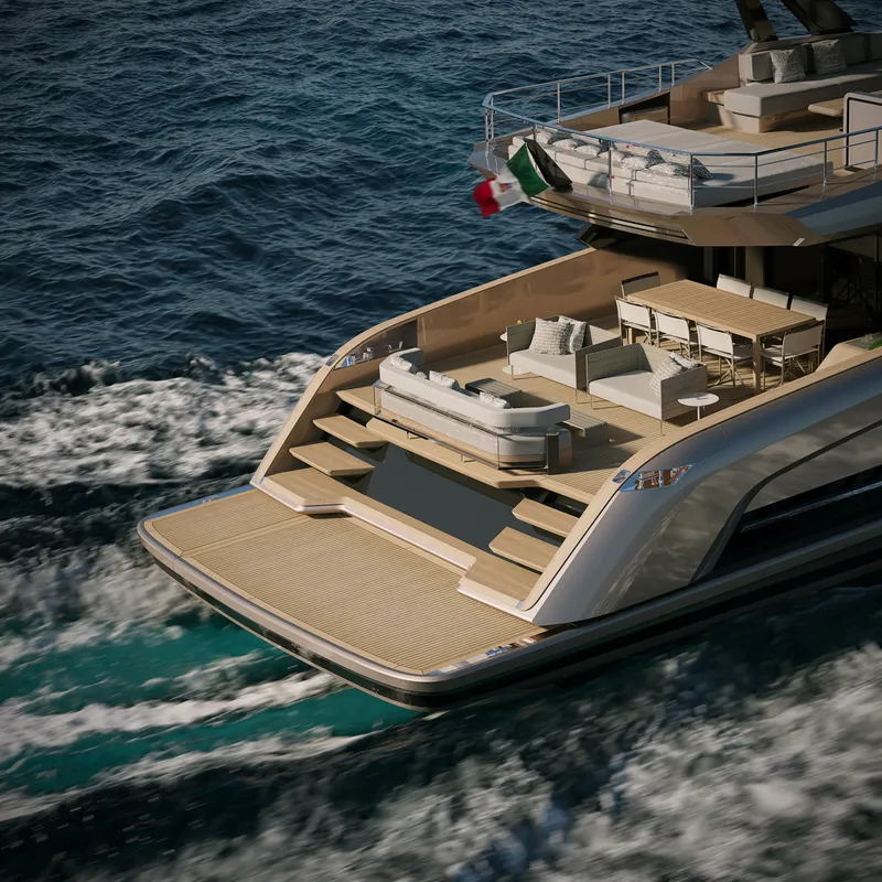 Slide: The Image of Luxurious 2025 Solaris Power 70 Long Range yacht cruising on open sea. - 4