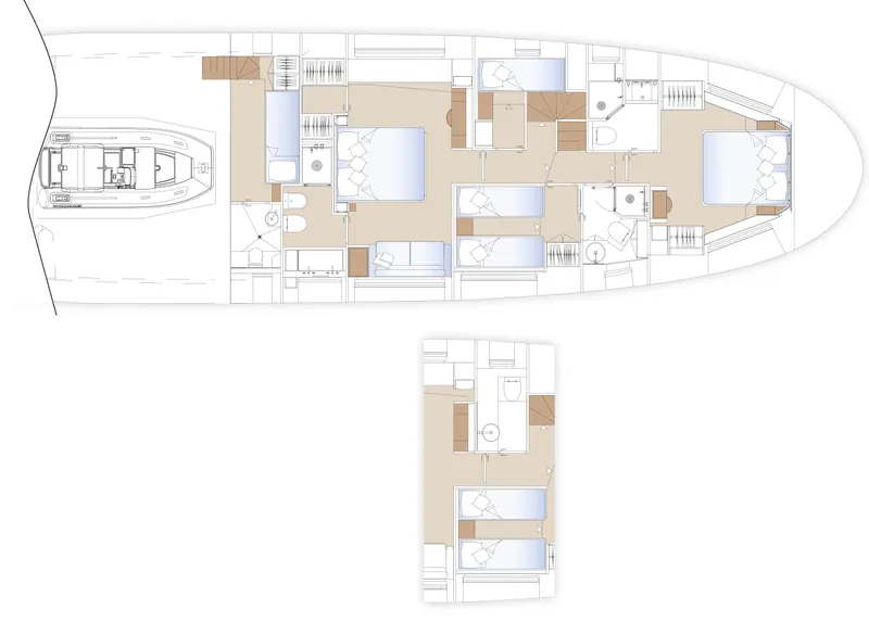 Slide: The Image of Floor plan of 2025 Solaris Power 70 Long Range yacht, showcasing interior layout. - 8