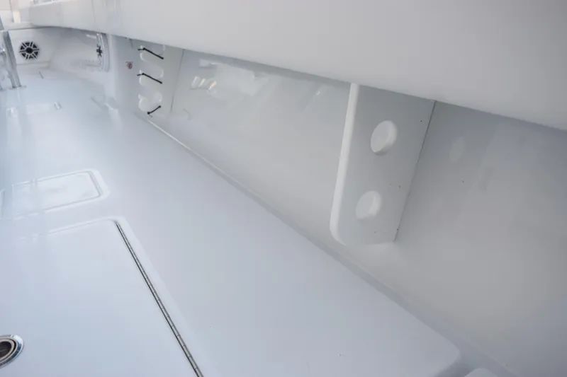 Slide: The Image of 2026 Contender 32 ST boat interior with sleek white design and modern features. - 37
