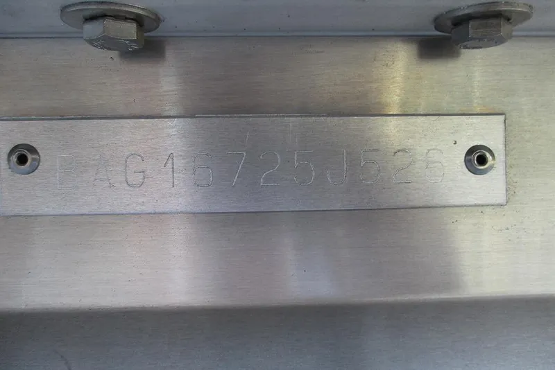 Slide: The Image of VIN plate on 2026 Bentley Pontoons Fish 200 4-Point boat. - 27