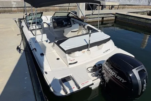 Slide: The Image of 2017 Sea Ray SPX 190 Outboard boat with Mercury engine docked at marina. - 12