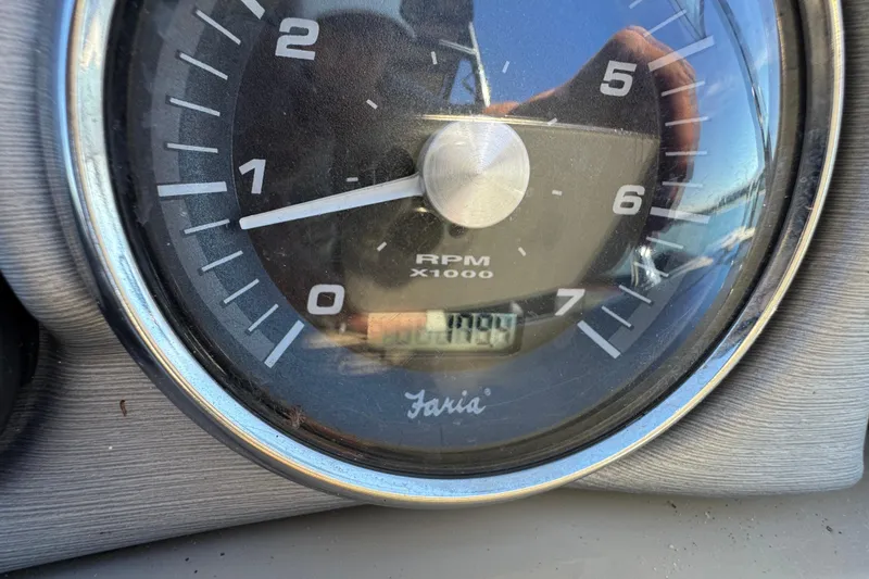 Slide: The Image of Close-up of Trifecta SS 27RFE UDS XR 2018 tachometer showing RPM. - 16