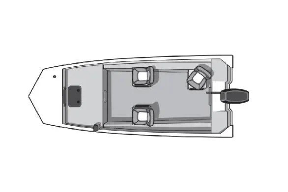 Slide: The Image of Manufacturer Provided Image: Top view of 2024 Smoker Craft Sportsman 1866 boat layout with three seats. - 5
