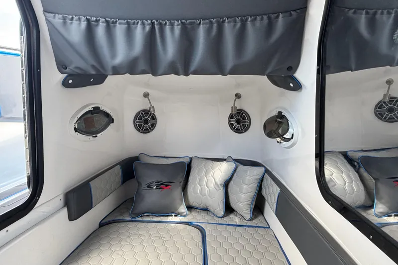 Slide: The Image of Luxurious interior of 2024 GSX 36 boat with plush seating and modern design. - 18