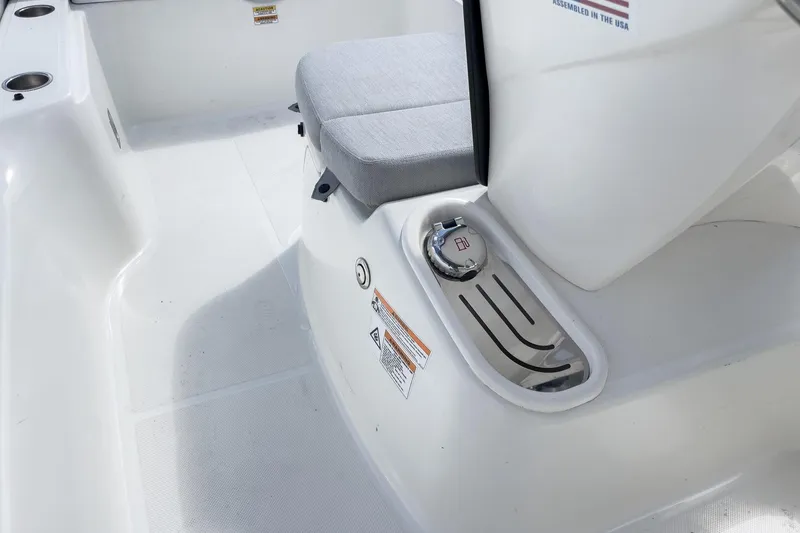 Slide: The Image of 2023 Zodiac N-ZO 680 boat interior with cushioned seating and sleek design. - 17