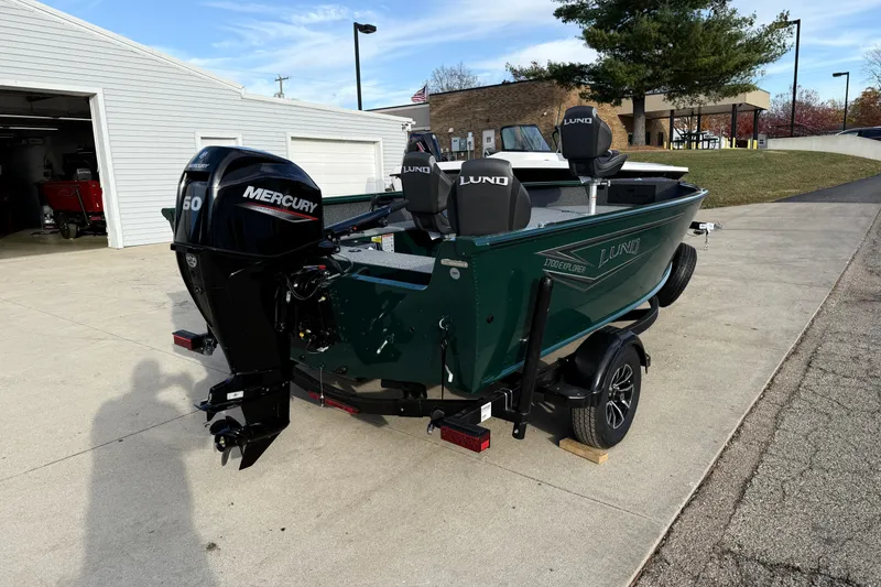 Slide: The Image of 2026 Lund 1700 Explorer Tiller boat with Mercury 50 engine on trailer. - 7